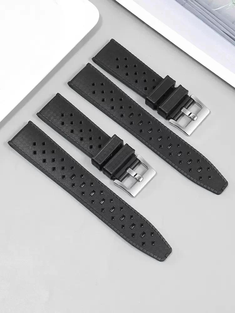Cinturino per Orologio Blancpain Fifty Fathoms Barakuda Morbido Gomma Tropicale Silicone Traspirante Braccialetto Universale 20mm