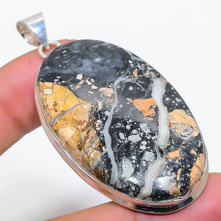 

Maligano Jasper Gemstone 925 Solid Sterling Silver Jewelry Pendant 2.52 SU-10205
