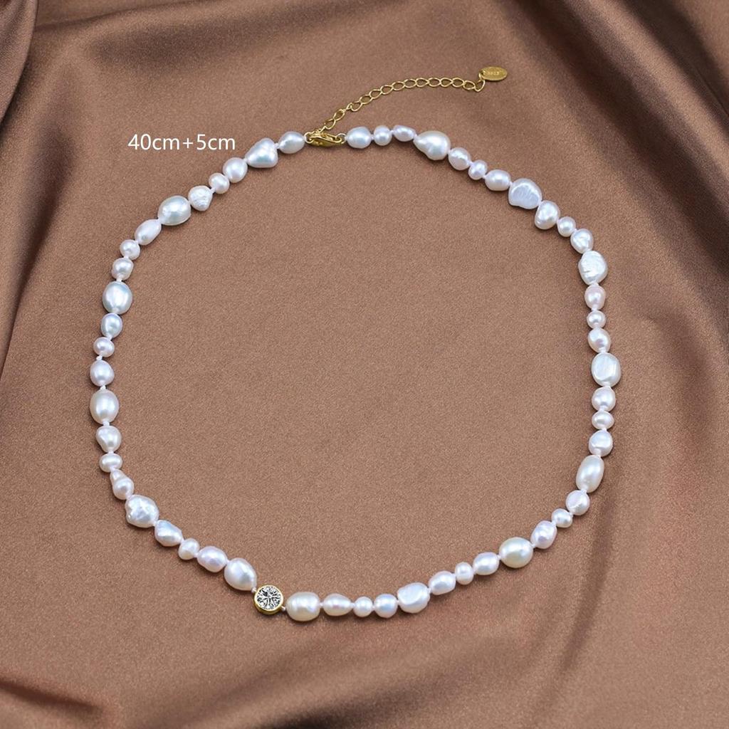 [HeyMeili] Baroque Pearl Necklace, Sterling Silver 925, Stylish, Natural Freshwater Pearl, June Birthstone, Popular, Elegant, Women's Gift, 5.5-7mm