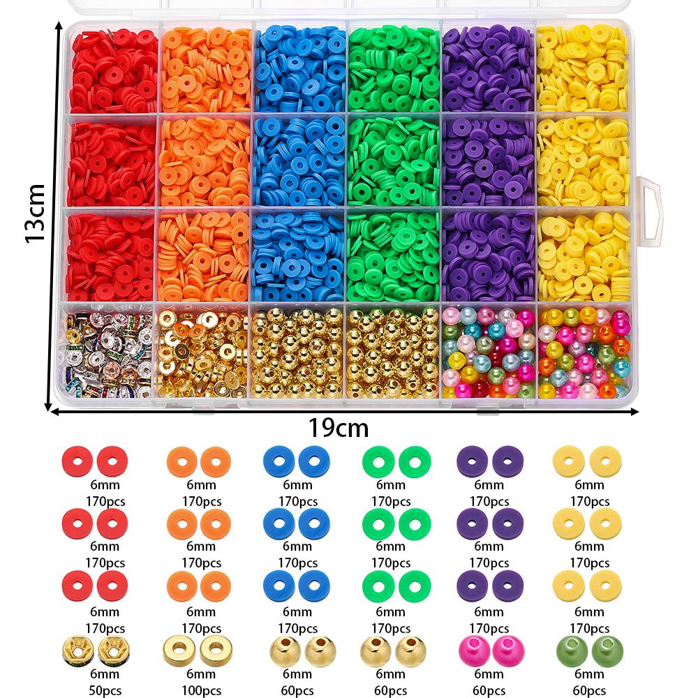 3440-3740pcs 6mm Clay Beads with Imitation Pearl Beads Rhinestone Spacer Bead for Friendship Bracelet DIY Jewelry Making Kits