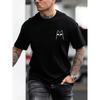 Cool Cat Line Art T-Shirt,Soft Breathable & Fade-Resistant, Classic Fit for Daily Casual Wear