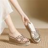 Light Luxury Rhinestone Slope Heel Slippers Thick-soled High-end Shoes Women's Summer Wear Casual and Comfortable Versatile Sandals