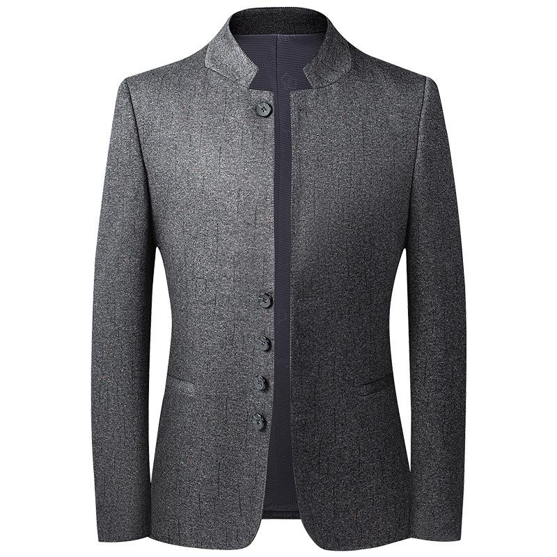 

Spring/Autumn Men s Slim Fit Stretch Blazer - Korean Trend Casual Stand Collar Jacket 4XL