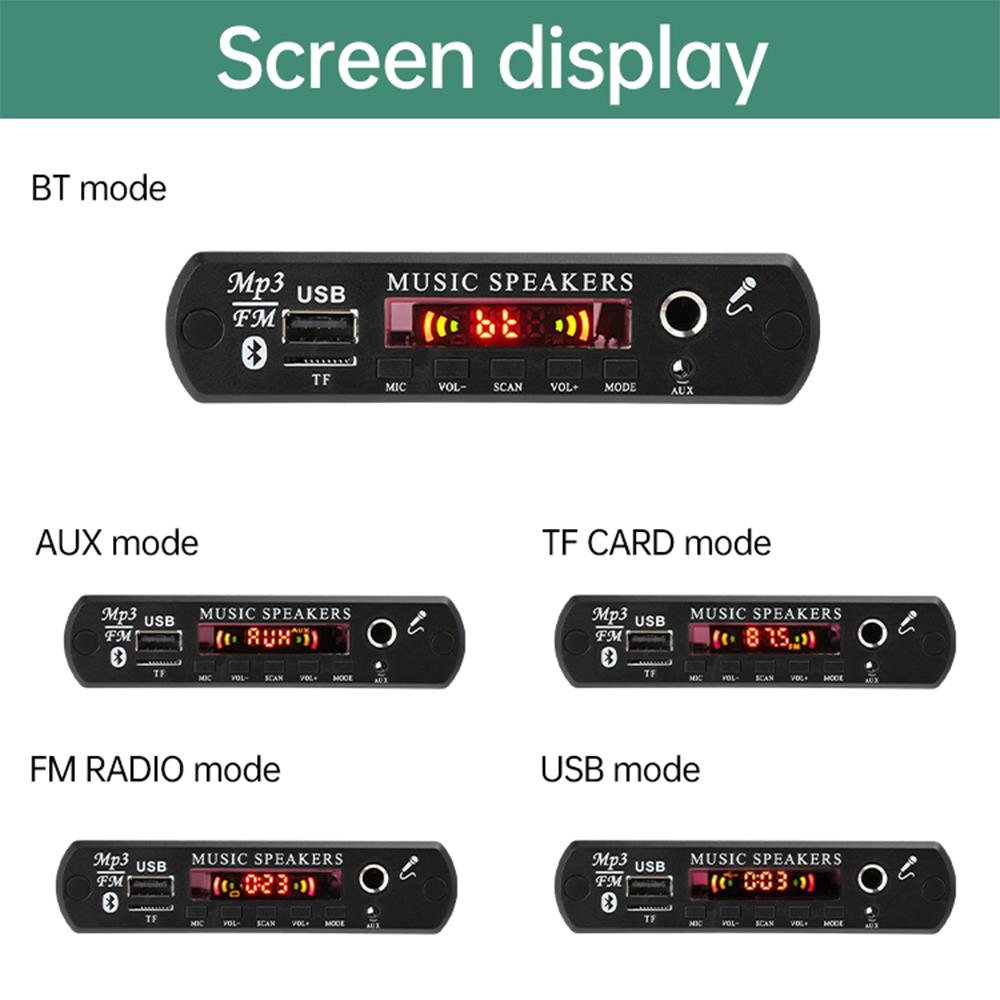 DC 12V Bluetooth MP3 Wireless FM Radio MP3 Decoder Board Car Music Speaker USB Power Supply Audio Module with Remote Controller
