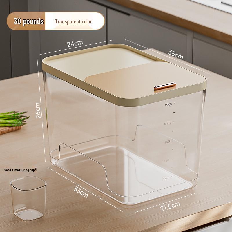 

Большой контейнер для хранения риса из пищевого пластика, утолщенный контейнер с выдвижной крышкой для риса и муки