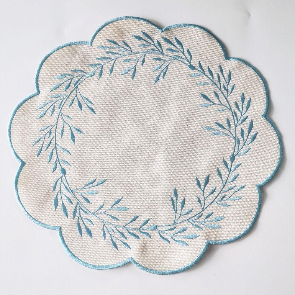 Thickened Embroidered Placemats Wear-resistant Canvas Table Pad Insulation Table Mat  Home Use