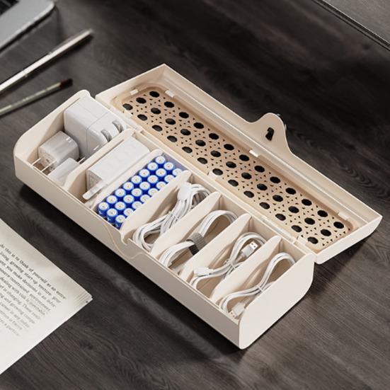 Pudełko Organizer na Kable Pudełko do Zarządzania Kablami na Biurko z Pokrywką Pudełko do Przechowywania Kabli