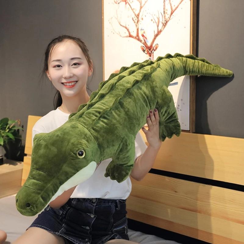Peluche Alligatore Realistico 90/120CM Giocattolo Coccodrillo di Simulazione Bambole Animali Ripieni Kawaii Cuscino Creativo per Bambini Regali di Natale