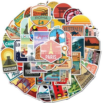 50 stuks Nieuwe Wereldwijde Reizen Stad Landschap Stickers Decals Vinyl voor Kantoorbenodigdheden Scrapbooking PS4 Skateboard
