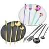 Gold Dinnerware Set Rainbow Tableware Dinner Set Stainless Steel Cutlery Set Mirror Knife Fork Tea Spoon Silverware Flatware Set
