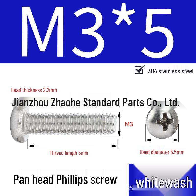 304 Stainless Steel Phillips Pan Head Machine Screw