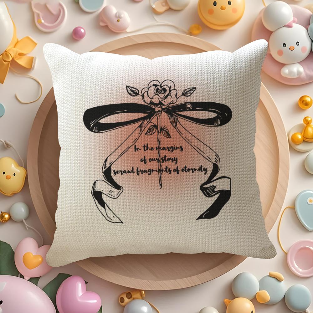 Beautiful Trendy Korean-Style Bows Pillow Case Sofa Living Room Bedroom Headboard Backrest Cushion Square Cushion