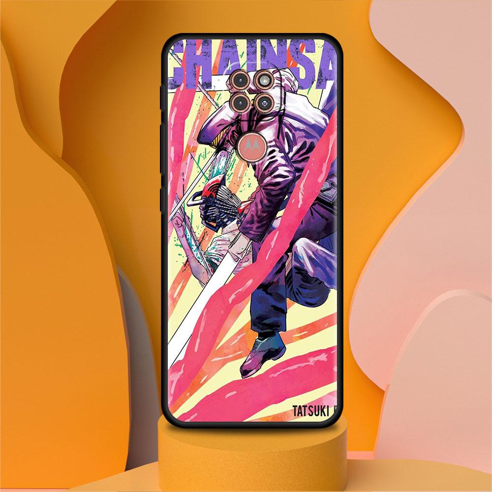 Black Luxury Case For Motorola G30 G60 G50 G22 G200 G9 G8 Play Power One Fusion Plus Edge 20 Fundas Cover Anime Chainsaw Man