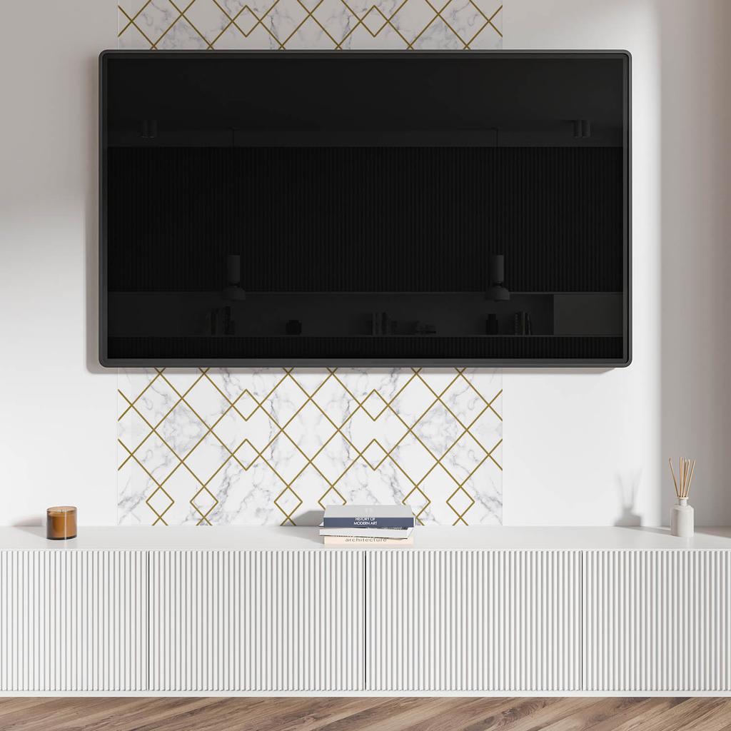 Panel Winylowy Samoprzylepny Z Nadrukiem Do Salonu 100X50 Cm Geometryczne Wzory Na Tle