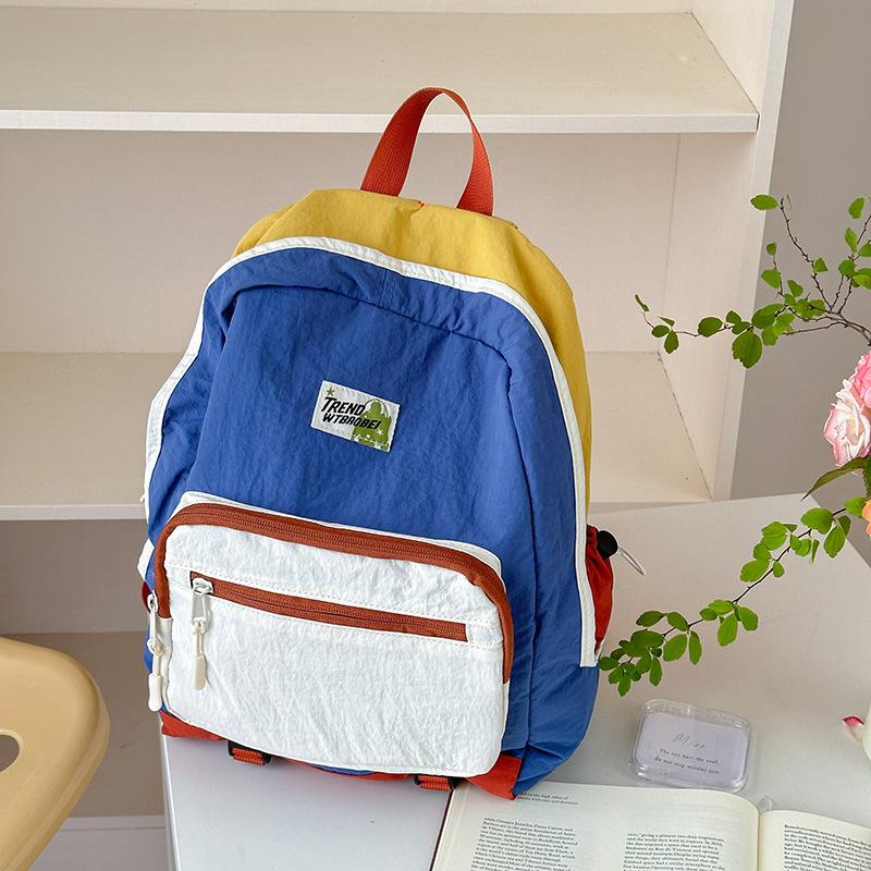 Schoolbag kindergarten school bag children's color matching outdoor backpack travel boys and girls trendy cool boys mountaineering small backpack
