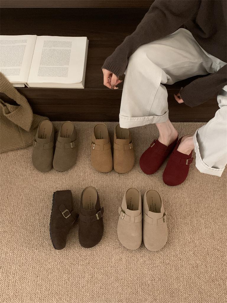 2025 new thick-soled inner height-increasing Boken shoes women's outer wear bag head half slippers spring and autumn one-pedal lazy slippers