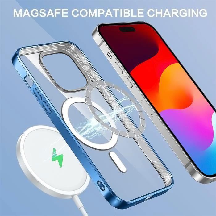 Protective Case for iPhone 15 - BOOLING - Rigid - Transparent Silicone - Blue Magnetic Circle