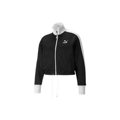 Legendäre T7 Crop Jacke mit gesticktem Logo Colorblock Retro Sport Strickjacke Damen Jacke Schwarz 532943-01
