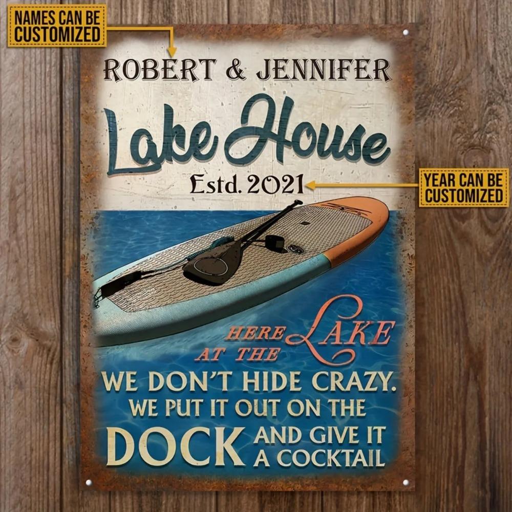 Custom Paddleboard Lake Crazy Metal Sign Outdoor Home Decor