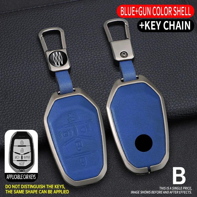 Lega di Zinco+Pelle Custodia Protettiva per Portachiavi Smart Auto Guscio Protettivo Adatta per Ssangyong G4 Rexton Portachiavi Auto Styling Accessori Auto