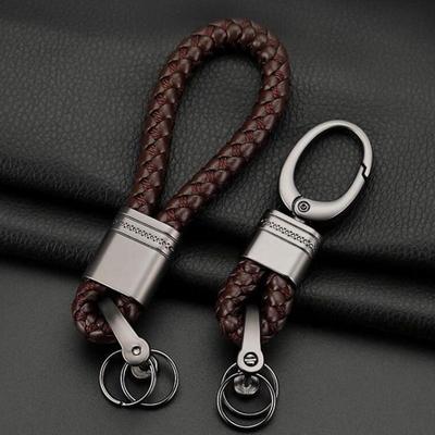 Neuer handgewebter Schlüsselanhänger aus echtem Leder Kette Herren Damen Seil Auto Schlüsselanhänger Anhänger Taille Metall Schlüsselanhänger Halterung Premium Qualität Schlüsselanhänger Geschenk Schmuck
