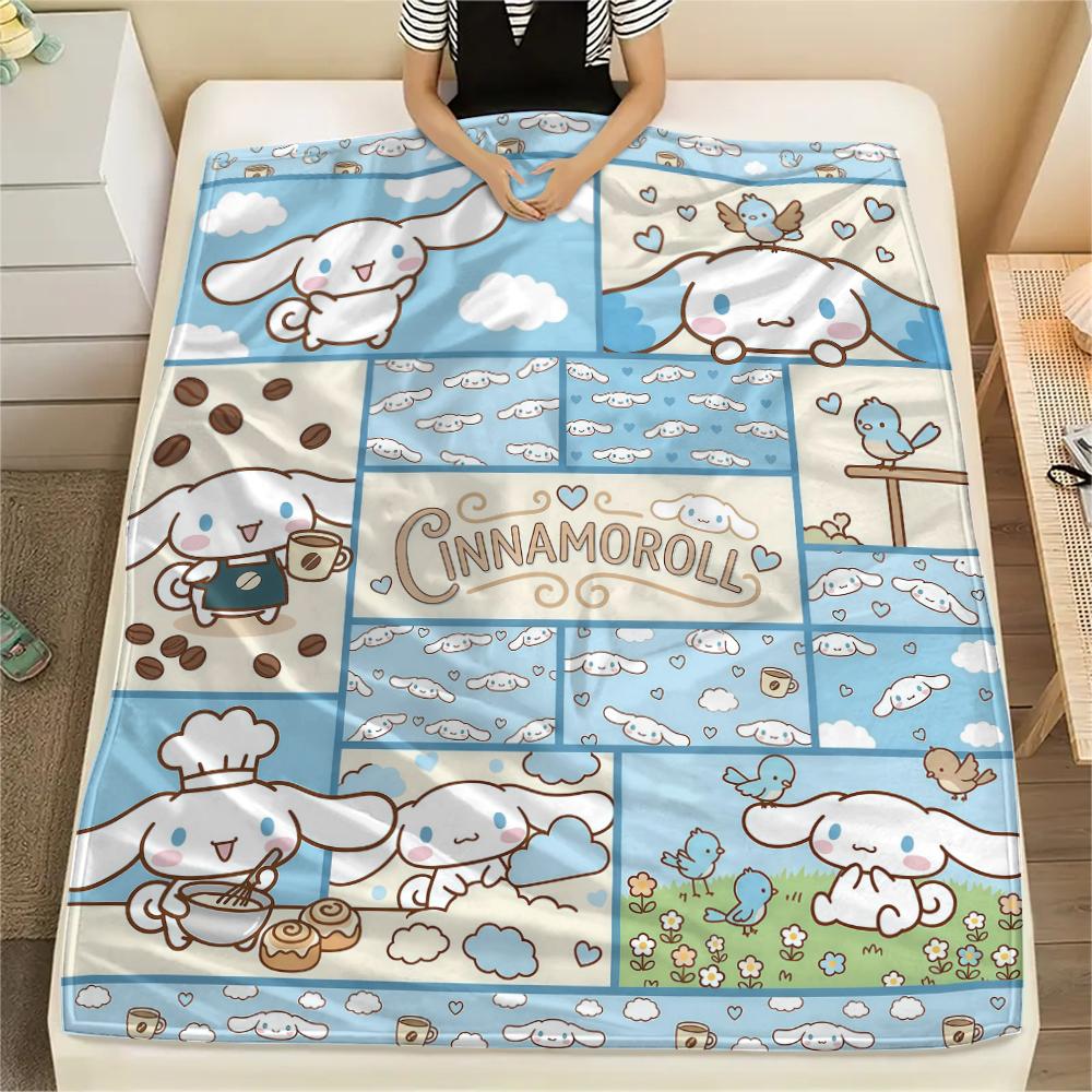 1 Stück Cinnamoroll-Print Flanelldecke, Hohe Qualität für alle Jahreszeiten, Heimdekoration, Wärme und Komfort, Perfekt für Weihnachtsgeschenke