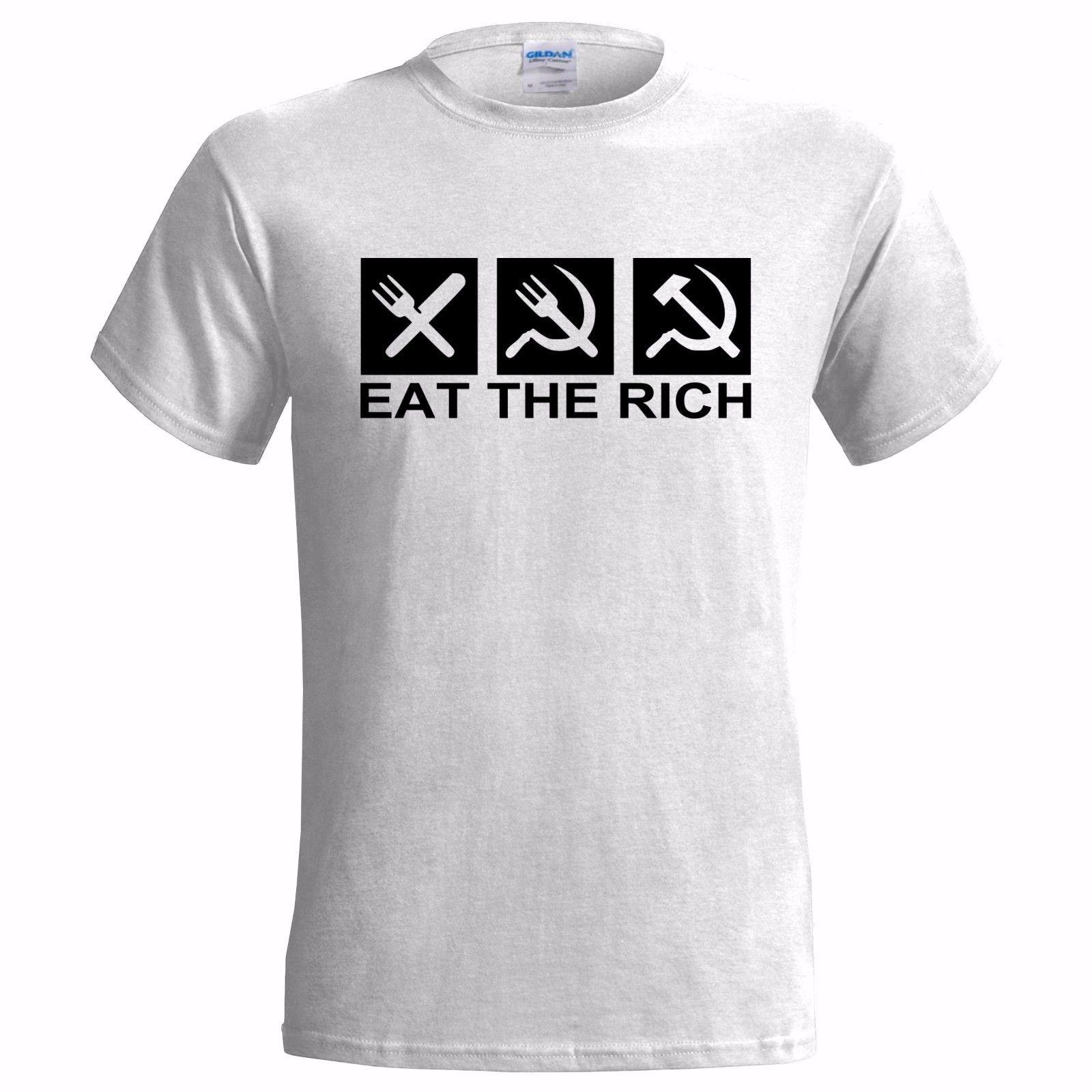 Eat The Rich Logo Mens T Shirt Russia Communist Communism Print T-shirt Men s Hip Hop Tees Tops Harajuku Streetwear S