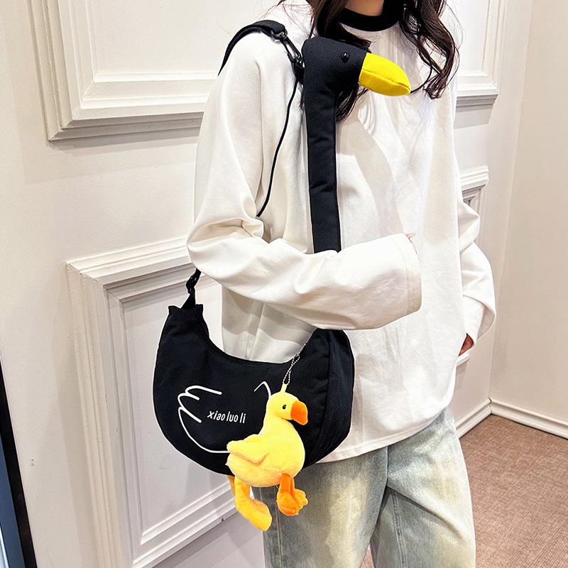 Tote Bag Canvas Bag Bag Female Personality Creative Duck Single New Funny Cute Ugly Duck Student Crossbody Shoulder Bag