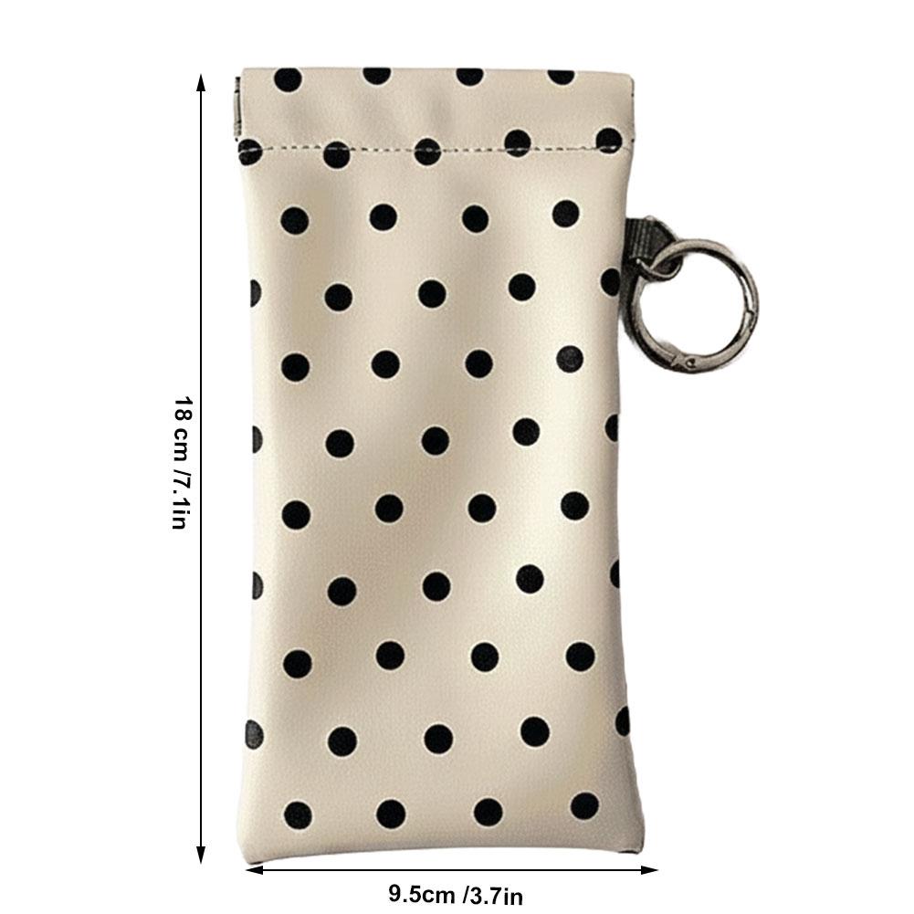 Stylish Polka Dot Eyeglasses Pouch Water-resistant PU Leather Scratch-Resistant Soft Glasses Case Storage Bag for Women Daily