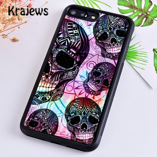 Krajews Candy Skull Sugar Day Of The Dead Phone Case For iPhone 14 5s 6s 7 8 plus X XR XS 11 12 13 pro max Samsung S21 S22 ultra