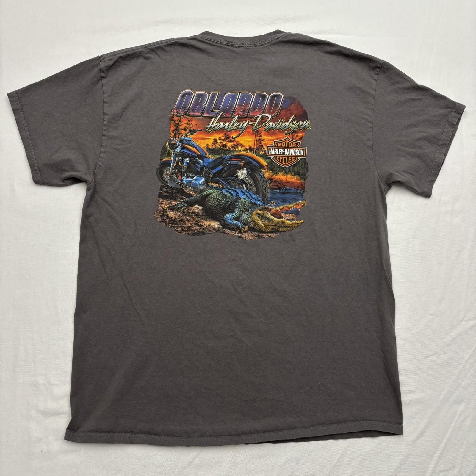 Harley Davidson Motorcycles Shirt Men s XL Gray Orlando Florida Gator Biker XXXXL