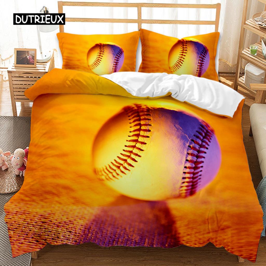 Zestaw Poszwy na Kołdrę z Motywem Piłek Zestaw Pościeli Rozmiar King Koszykówka Futbol Piłka Nożna Baseball Poliestrowa Poszwa na Kołdrę dla Dzieci Nastolatków
