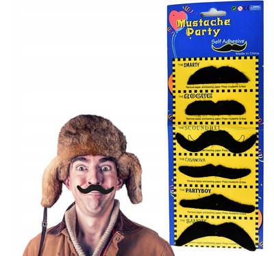 JJ98 MUSTACHE SET BLACK 6 PCS SELF-ADHESIVE