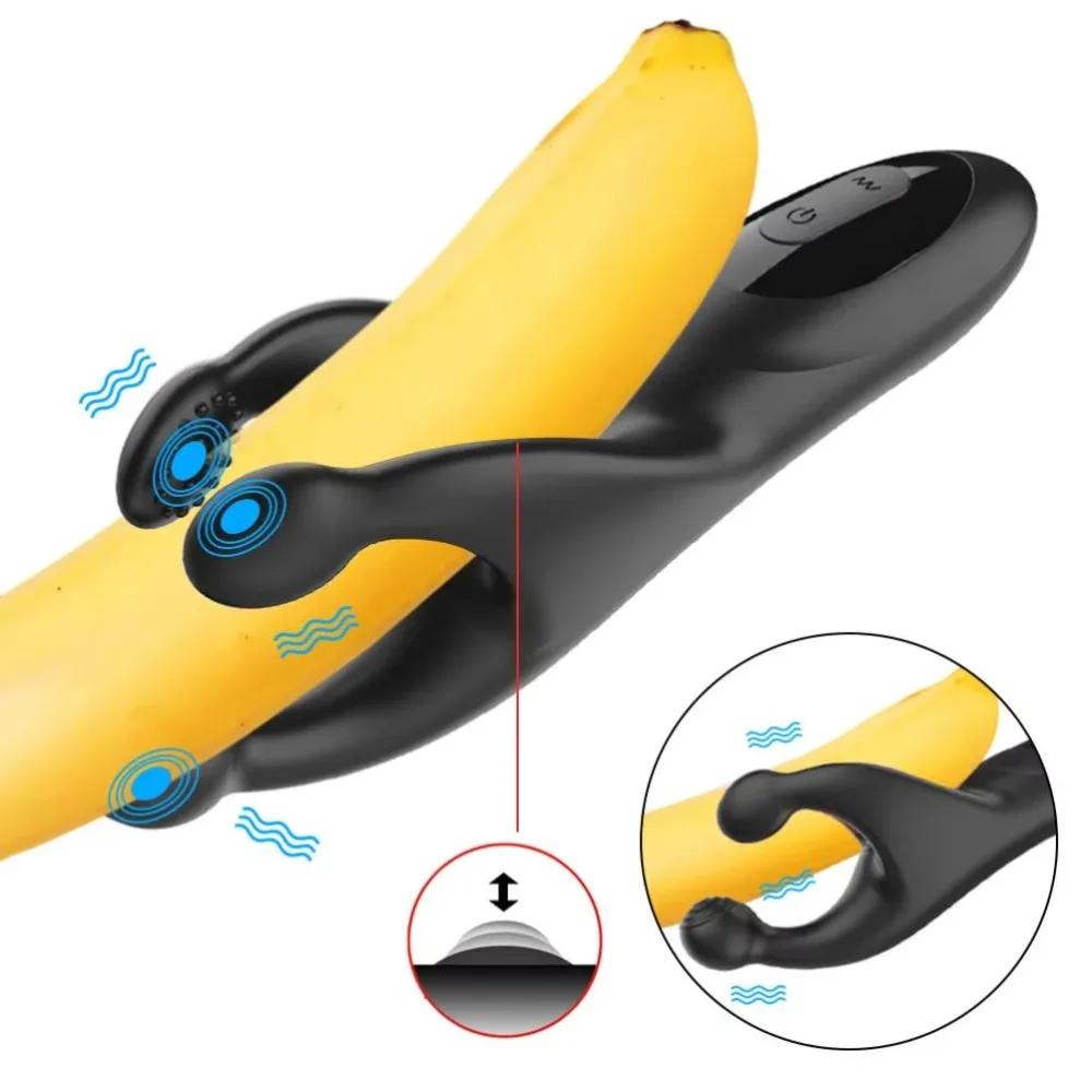 Penis Delay Trainer Glans Workout Vibrator Testicle Massager Soft Silicone Prostate Stimulator Male Masturbator Adult Products
