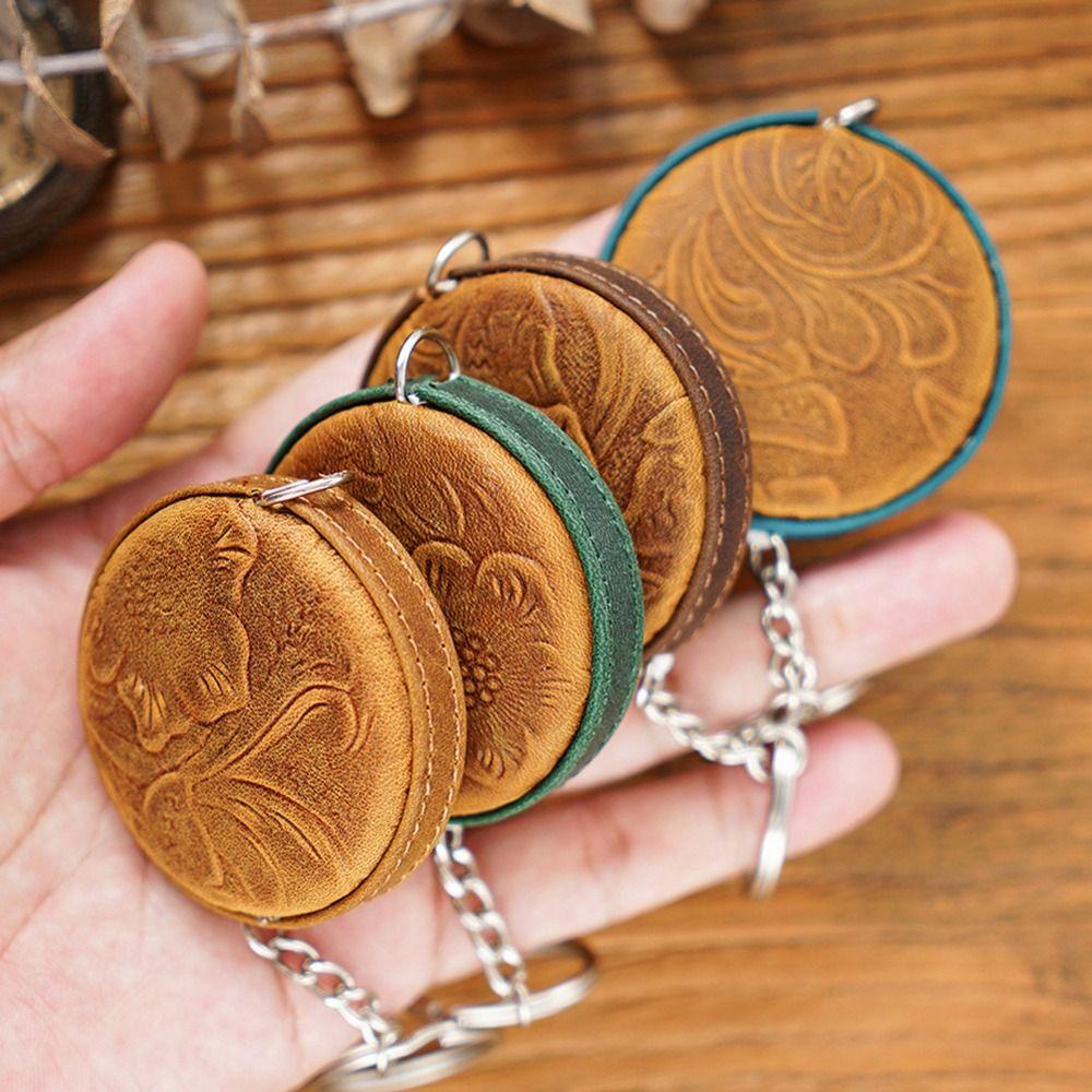 

Double Scale Keychain Tape Measure Soft Measure Tape Vintage Leather Tape Measure Household синий