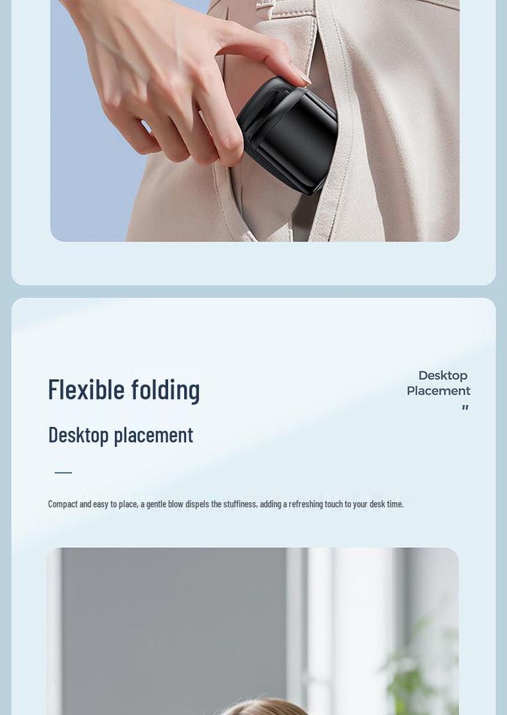 USB Portable Mini Clip-On Fan - High-Speed, Foldable, Handheld with Ultra-Long Battery Life