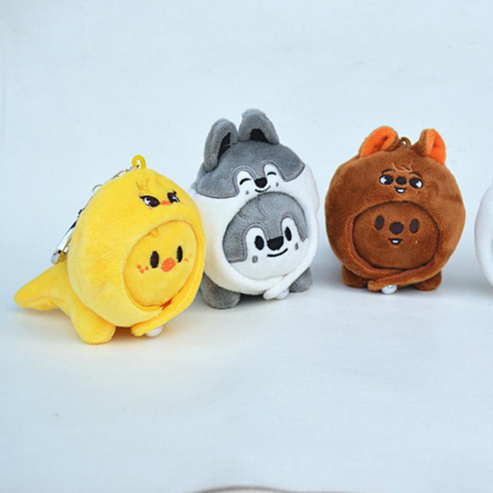 * Stray Kids Plush Lying Wearing Hat Cartoon Plush Keychain Backpack Ornament Felix HyunJin Chan Jisung Woojin Fans Gifts