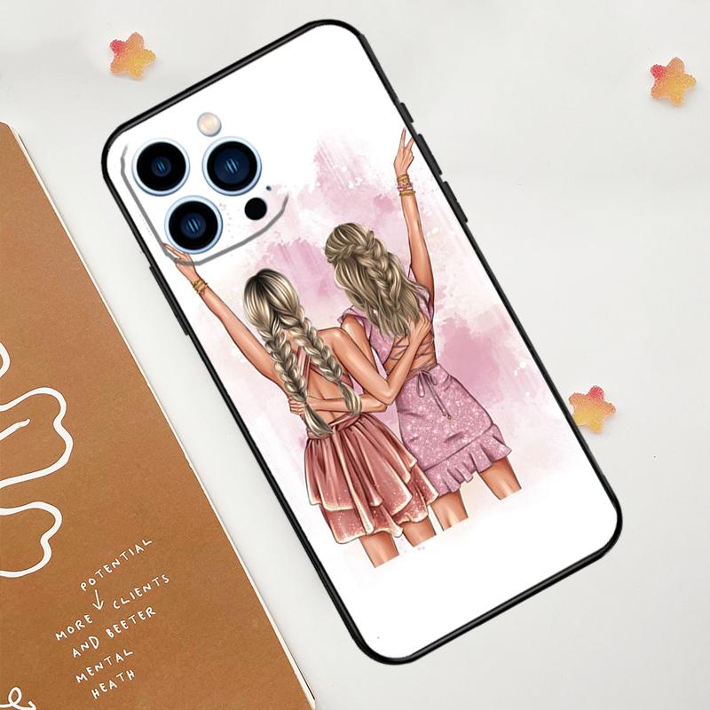Best Friends BFF Matching Case For iPhone 15 16 14 13 12 11 Pro Max Plus X XR XS 12 13 Mini Cover Accessories