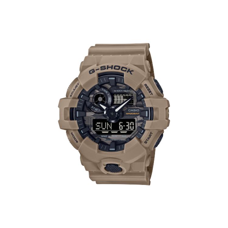 CASIO Men Liquid Crystal/Analog Dual Display Series Coffee Watch GA-700CA-5APR GA-700CA-5APR Umber