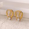 Heart Petal Imitation Pearl Earring for Women Gold Color Stainless Steel Stud Earring Anti Fading Wedding Charm Jewelry Gift BFF