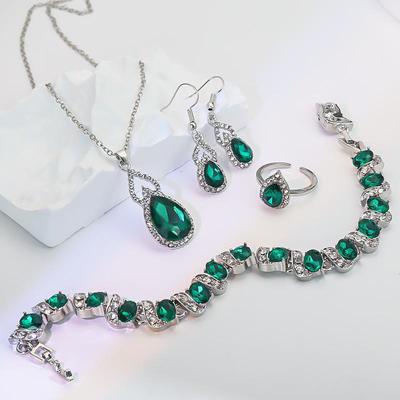 Elegante set di collana, orecchini e anello in zircone – Design di lusso leggero di alta qualità con zucca