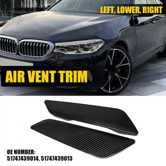 2 накладки на воздуховоды боковых крыльев из карбона для седана BMW 530i G30 2017 года выпуска.