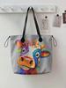 Giraffe Printed Handbag for Women, Large Capacity Leather Handle Shopping Bag, Casual Shoulder Bag