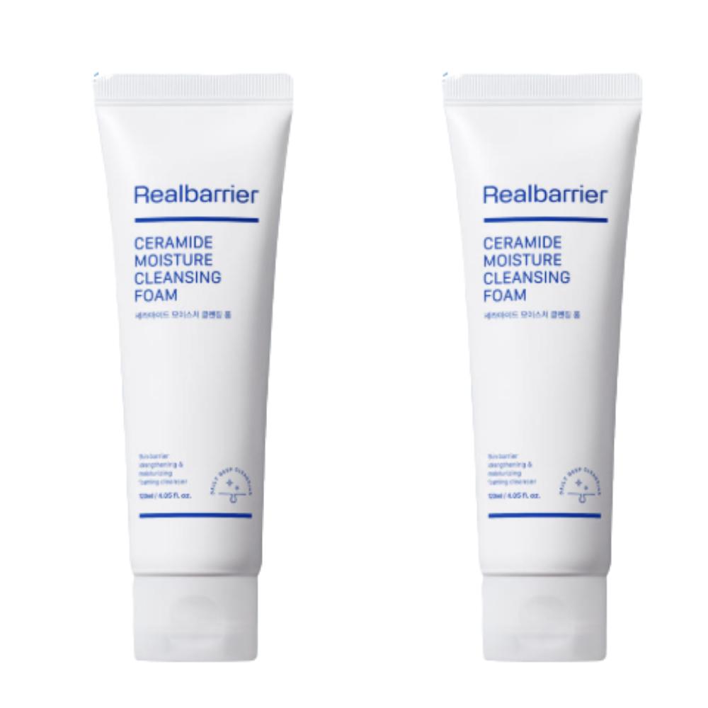 Real Barrier Ceramide Moisture Cleansing Foam 120ml Duo Set (2PCS) - Hydrating Low-pH Cleanser for Sensitive Skin Barrier