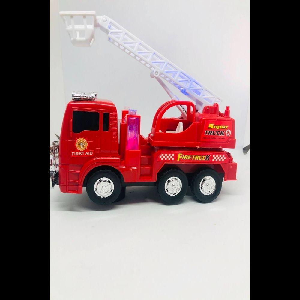 Battery Operated Sound and Light Toy Fire Truck When It Hits The Ladder Moving, Rotating By Its Own