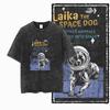 DCA LAIKA DOG Printed Acid Washed Cotton Streetwear Exclusive Graphic Unisex T Shirt Cool Vintage Men Daily Oversized Top