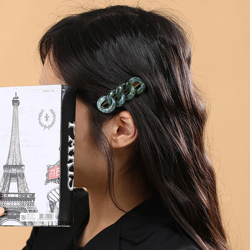 Marble Chain Bangs Hair Clip (Green)