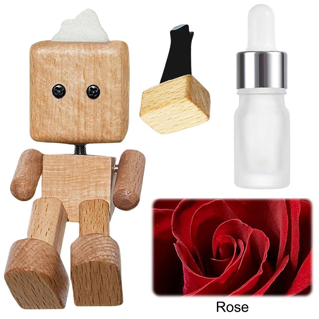 Shaking Wooden Man Fragrance Diffuser Figurine Car Decoration Small Ornaments Leg-swinging Robot Figurine Cute Wood Man Car Goo
