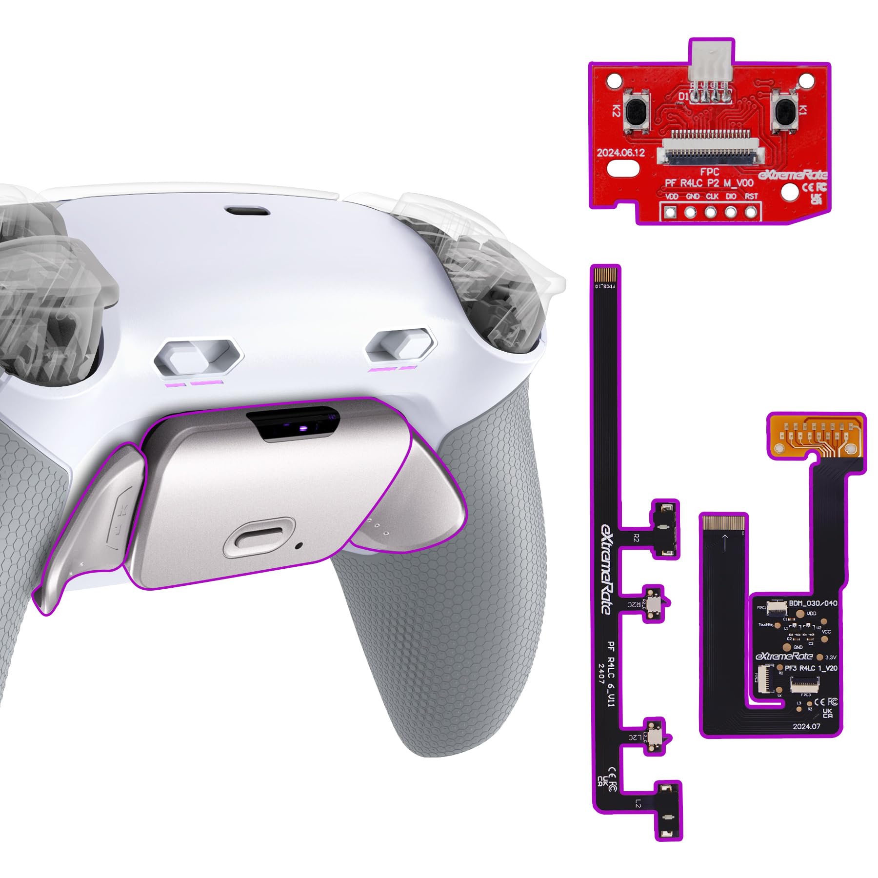 

eXtremeRate RISE Plus MAX RMB Back Paddle Kit for PS5 Controller 040 050 with Clicky Trigger Stops Rubber Remappable Real Metal Back Buttons Kit for