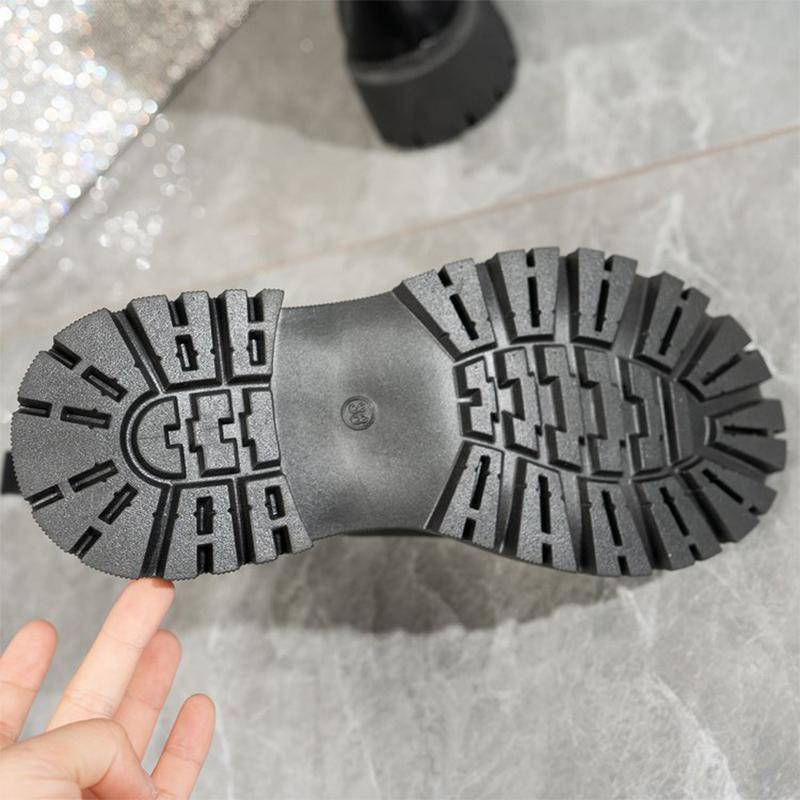 Fashion High Quality Women Boots British Black Round Toe Ankle Boots for Women Autumn Winter Fashion Boots Woman Non-Slip Platform Shoes